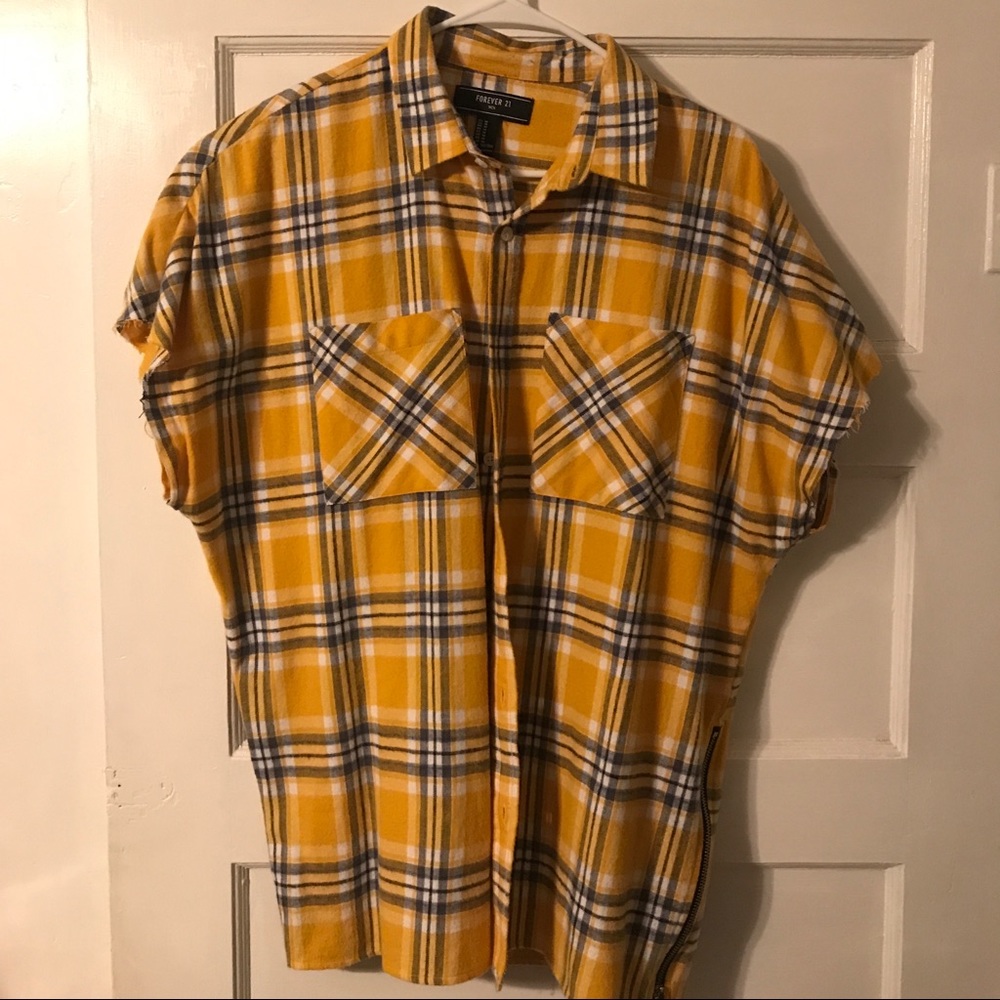 Forever 21 Yellow Plaid Button Down